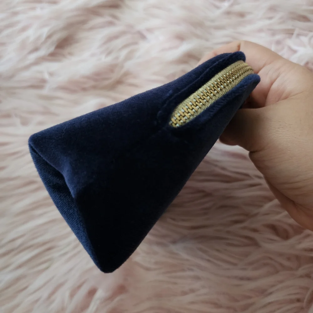 Christian Dior Beauty blue velvet zip makeup cosmetic bag